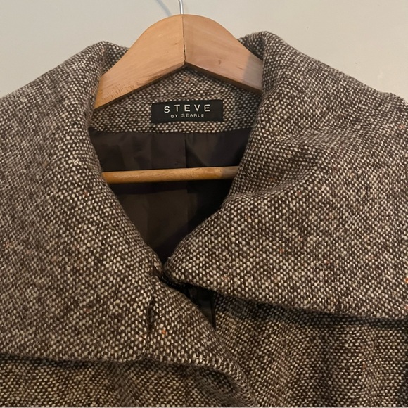 Steve by Searle Woven Wool Zipper Button Dark brown Coat SZ 4 - Picture 2 of 2